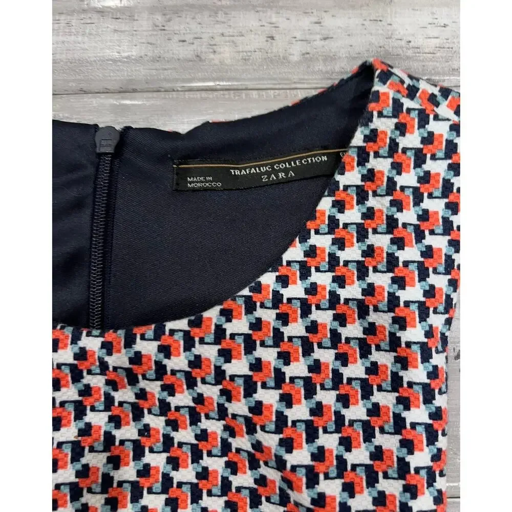 Zara XS Geometric Cutout Romper Mini Dress Red Navy White Resort Vacation